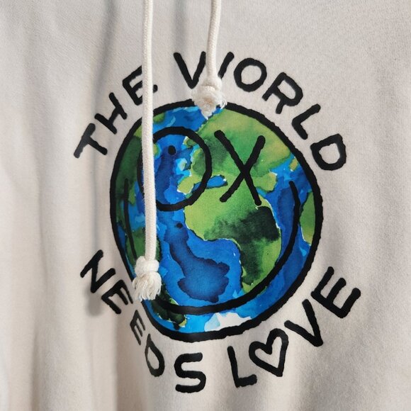 Adidas Originals x Andre Saraiva “The World Needs Love” Cropped Cotton Hoodie XS - Picture 3 of 6